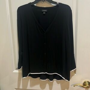 J Jill Wearever Collection black 3/4 sleeve top bell sleeves S small